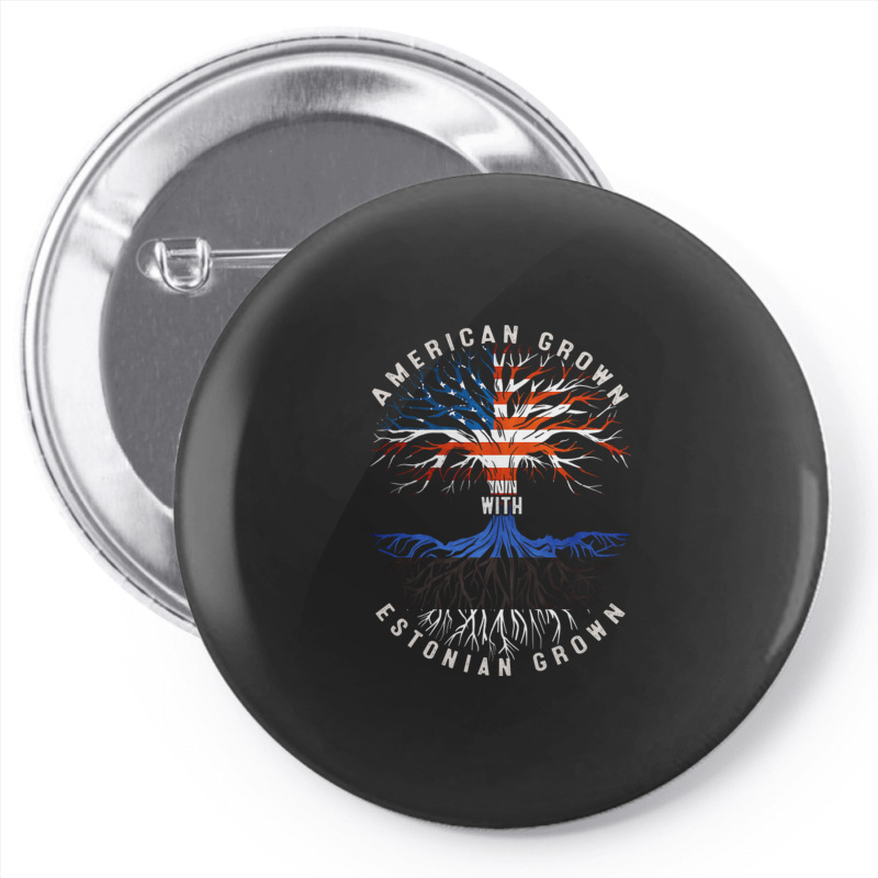 American Grown With Estonian Roots Estonia Flag Usa Flag Pin-back Button | Artistshot