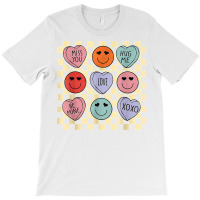 Hearts Happy Face Retro Groovy Valentines Day Women Men T Shirt T-shirt | Artistshot