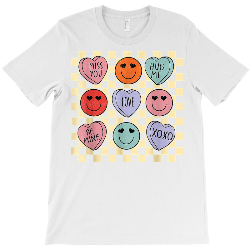 Hearts Happy Face Retro Groovy Valentines Day Women Men T Shirt T-shirt | Artistshot