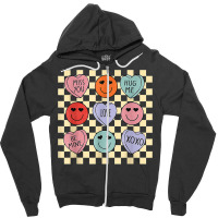 Hearts Happy Face Retro Groovy Valentines Day Women Men T Shirt Zipper Hoodie | Artistshot