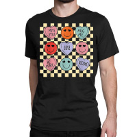 Hearts Happy Face Retro Groovy Valentines Day Women Men T Shirt Classic T-shirt | Artistshot