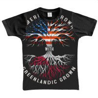 American Grown With Greenlandic Roots Tree Greenland Flag Usa Flag Graphic Youth T-shirt | Artistshot