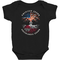 American Grown With Greenlandic Roots Tree Greenland Flag Usa Flag Baby Bodysuit | Artistshot