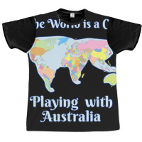 World Is A Cat Playing Map Graphic T-shirt | Artistshot