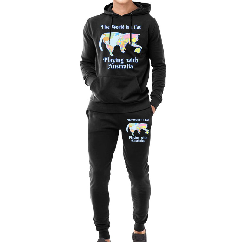 World Is A Cat Playing Map Hoodie & Jogger Set | Artistshot