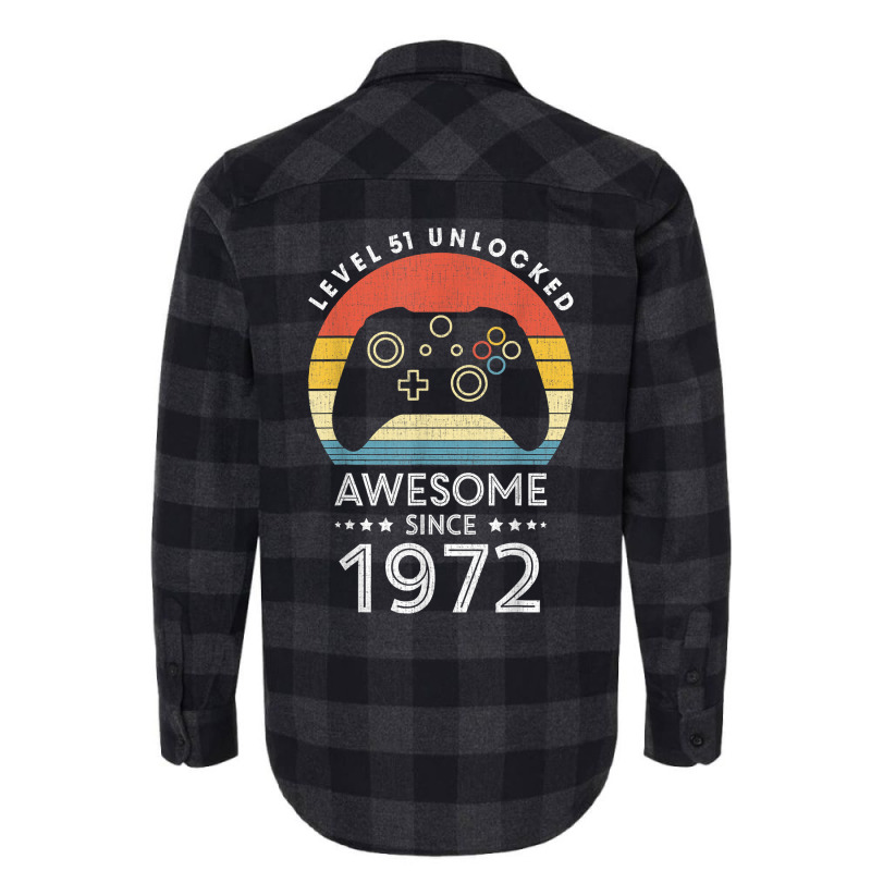 Level 51 Unlocked Awesome Since 1972 Videogame 51st Birthday T Shirt Flannel Shirt | Artistshot