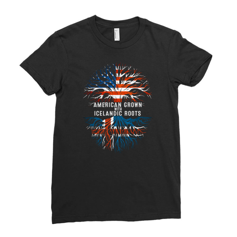 American Grown With Icelandic Roots Iceland Flag Usa Ladies Fitted T-Shirt by DaniArt | Artistshot