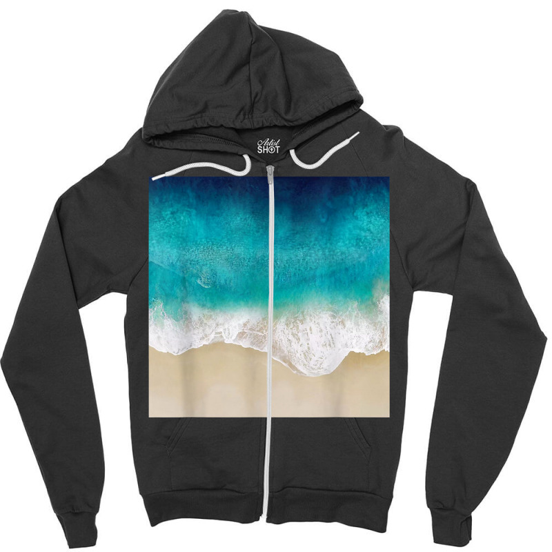 Retro Modern Colorful Aqua Ocean Waves Paint T Shirt Zipper Hoodie | Artistshot