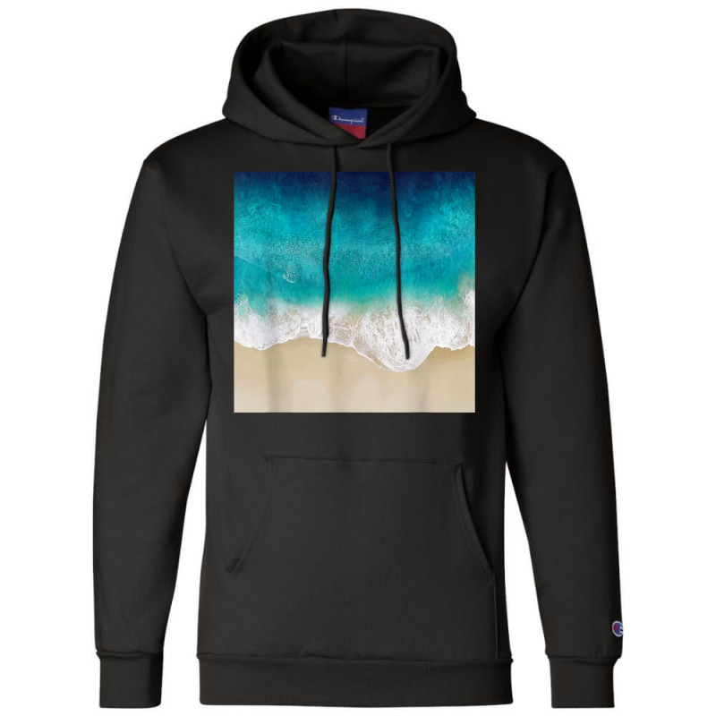 Retro Modern Colorful Aqua Ocean Waves Paint T Shirt Champion Hoodie | Artistshot