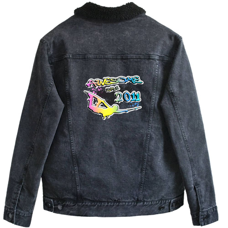 Awesome Since 2011. Wakeboard Lifestyle Unisex Sherpa-lined Denim Jacket | Artistshot