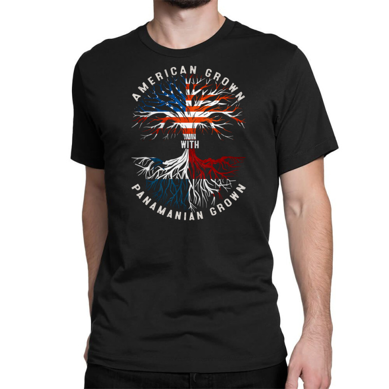 American Grown With Panamanian Roots Tree Panama Flag Usa Flag Classic T-shirt by DaniArt | Artistshot