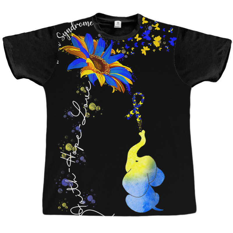 Faith Hope Love Down Syndrome Awareness Ribbon Yellow Blue T Shirt Graphic T-shirt | Artistshot