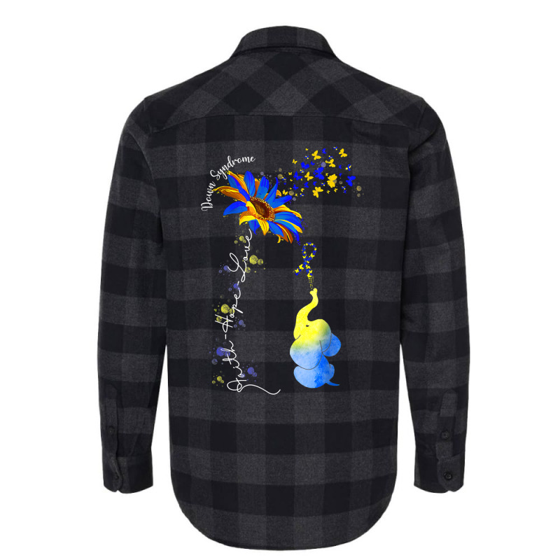 Faith Hope Love Down Syndrome Awareness Ribbon Yellow Blue T Shirt Flannel Shirt | Artistshot