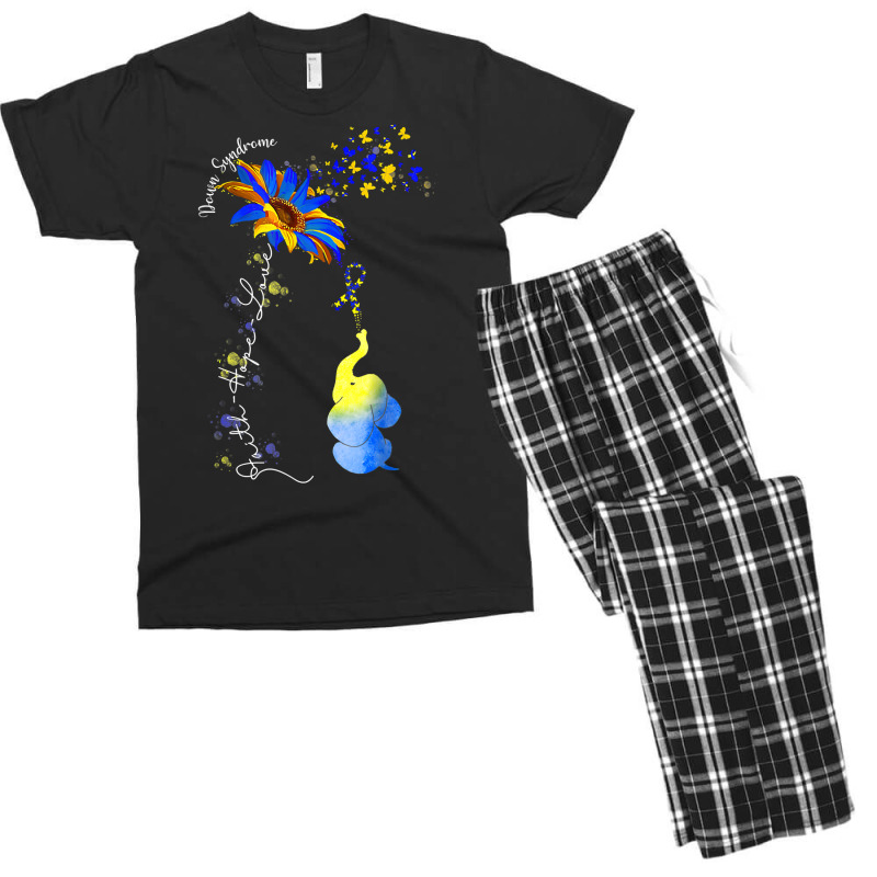 Faith Hope Love Down Syndrome Awareness Ribbon Yellow Blue T Shirt Men's T-shirt Pajama Set | Artistshot