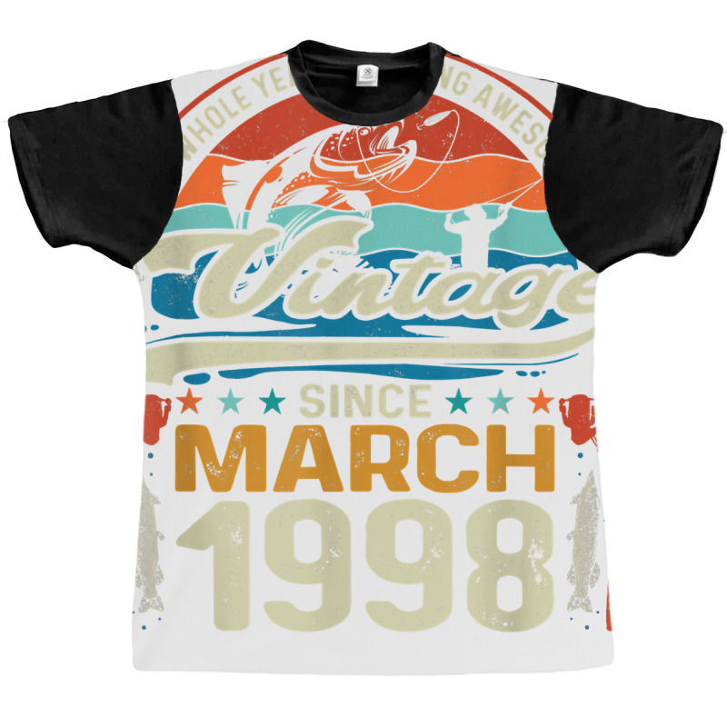 March 1998 Vintage 25th Birthday 25 Year Old Fishing Lovers T Shirt Graphic T-shirt | Artistshot