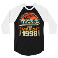 March 1998 Vintage 25th Birthday 25 Year Old Fishing Lovers T Shirt 3/4 Sleeve Shirt | Artistshot