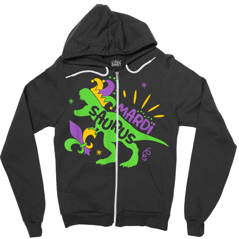 Mardi Saurus T Rex Dinosaur Mardi Gras T Shirt Zipper Hoodie | Artistshot