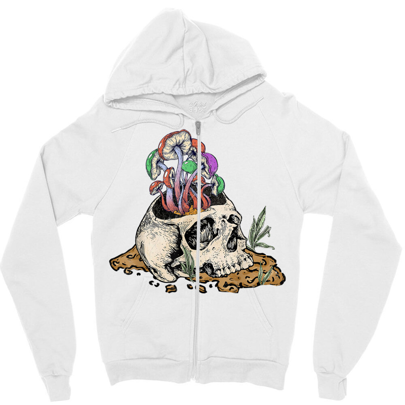 Skull Morels Mushroom Retro Vintage Shirt Gift For Gardening T Shirt Zipper Hoodie | Artistshot