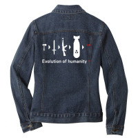 Funny Darwin Evolution Of Humanity Military Army Warfare Ladies Denim Jacket | Artistshot