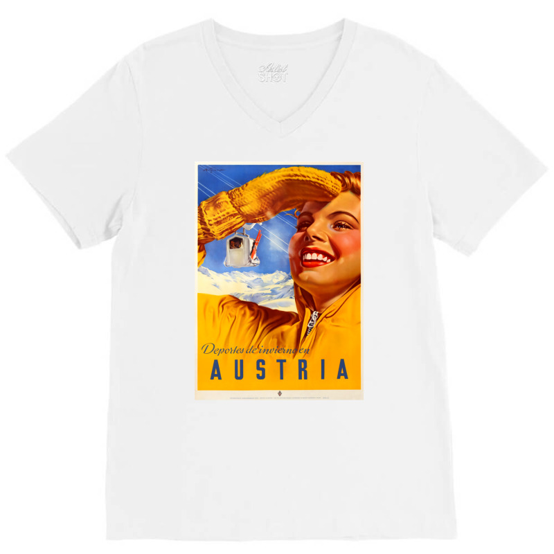 Austria. Winter Sports. Vintage Travel Poster V-Neck Tee by rozihapirrirq | Artistshot