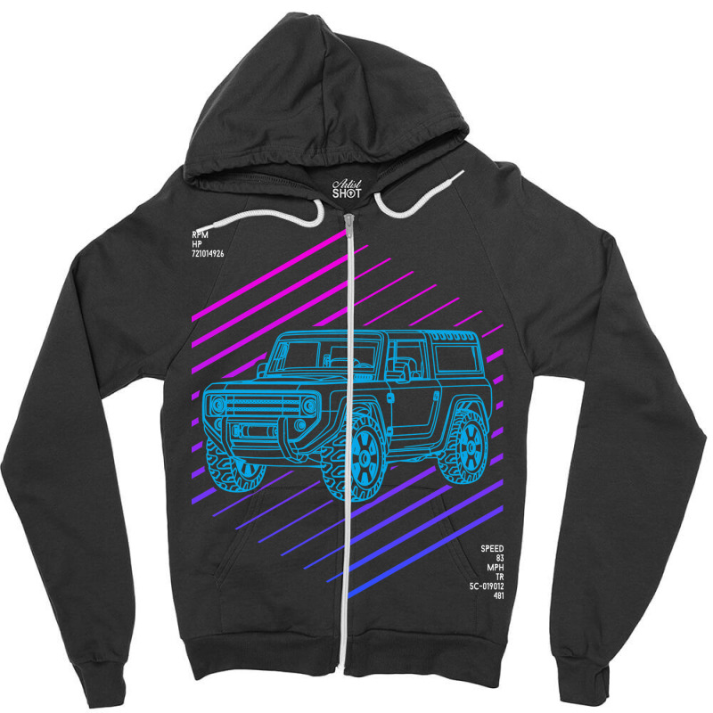 Bronco 4x4 Suv Blueprint Zipper Hoodie by olsettorbasl | Artistshot