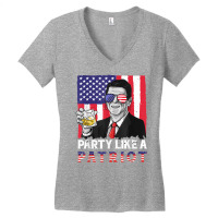 Party Like A Patriot Reagan Ronald 4th Of July American Flag T Shirt Women's V-neck T-shirt | Artistshot