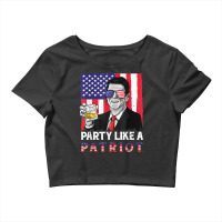 Party Like A Patriot Reagan Ronald 4th Of July American Flag T Shirt Crop Top | Artistshot