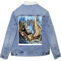 Tree Wood Texture   Abstract Pattern Unisex Sherpa-lined Denim Jacket | Artistshot