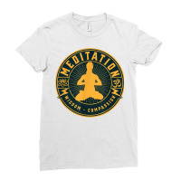 Meditation Wisdom Compassion   Sitting Meditator Lotus Om T Shirt Ladies Fitted T-shirt | Artistshot