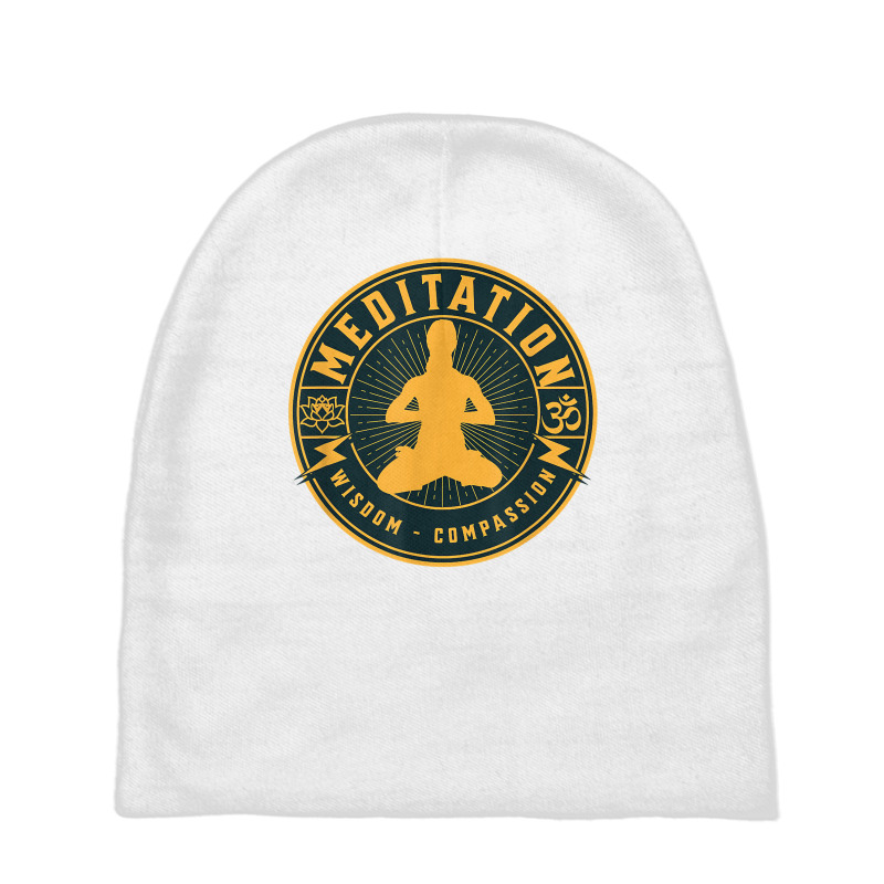 Meditation Wisdom Compassion   Sitting Meditator Lotus Om T Shirt Baby Beanies by latodorjnb | Artistshot