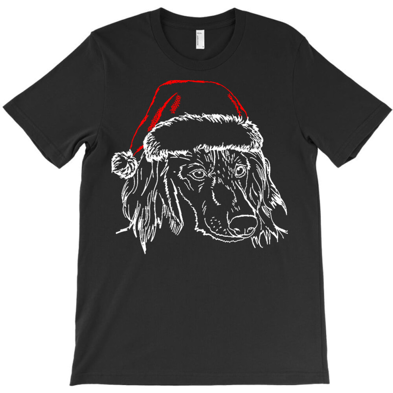 Dachshund Long Hair T  Shirt Long Haired Dachshund Dog With Santa Hat T-shirt | Artistshot