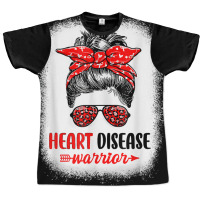 Womens Heart Disease Warrior Messy Bun Leopard Heart Disease T Shirt Graphic T-shirt | Artistshot