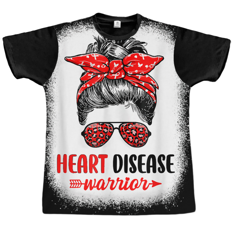 Womens Heart Disease Warrior Messy Bun Leopard Heart Disease T Shirt Graphic T-shirt | Artistshot