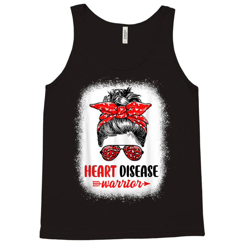 Womens Heart Disease Warrior Messy Bun Leopard Heart Disease T Shirt Tank Top | Artistshot