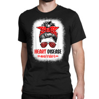 Womens Heart Disease Warrior Messy Bun Leopard Heart Disease T Shirt Classic T-shirt | Artistshot