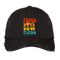 Peace Love Dogs Piano Musician Musical Instrument Pianist T Shirt Vintage Cap | Artistshot