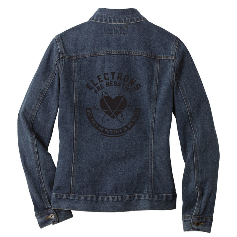 Electrons Are Negative Ladies Denim Jacket by Gaya | Artistshot