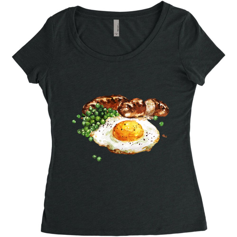 Sausage Peas And Egg ,breakfast Of Sausage, Peas And Fried Egg Women's Triblend Scoop T-shirt by dafarary | Artistshot