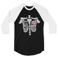 Trending Skeleton Ribs With Heart 3/4 Sleeve Shirt | Artistshot