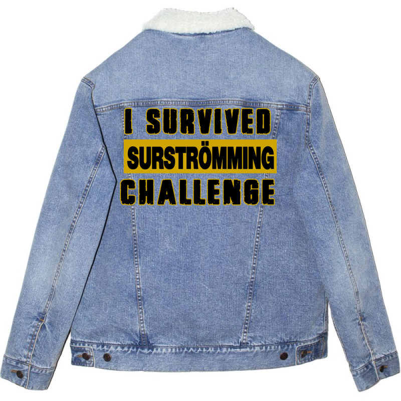 I Survived  Surströmming Challenge Fish Gift Unisex Sherpa-lined Denim Jacket | Artistshot