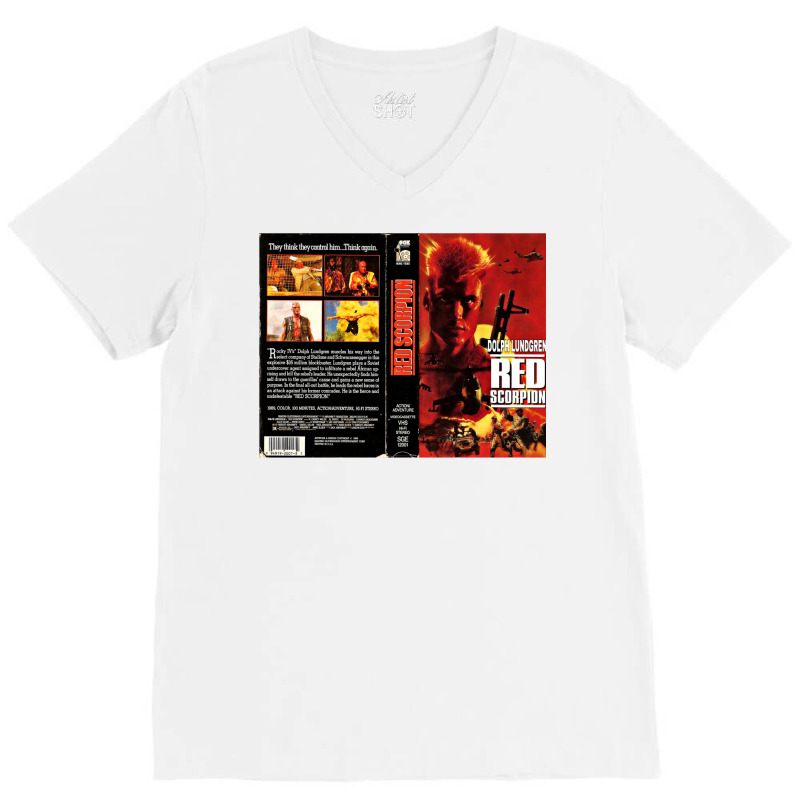 Red Scorpion Vhs V-Neck Tee by sinayxhuljaa | Artistshot