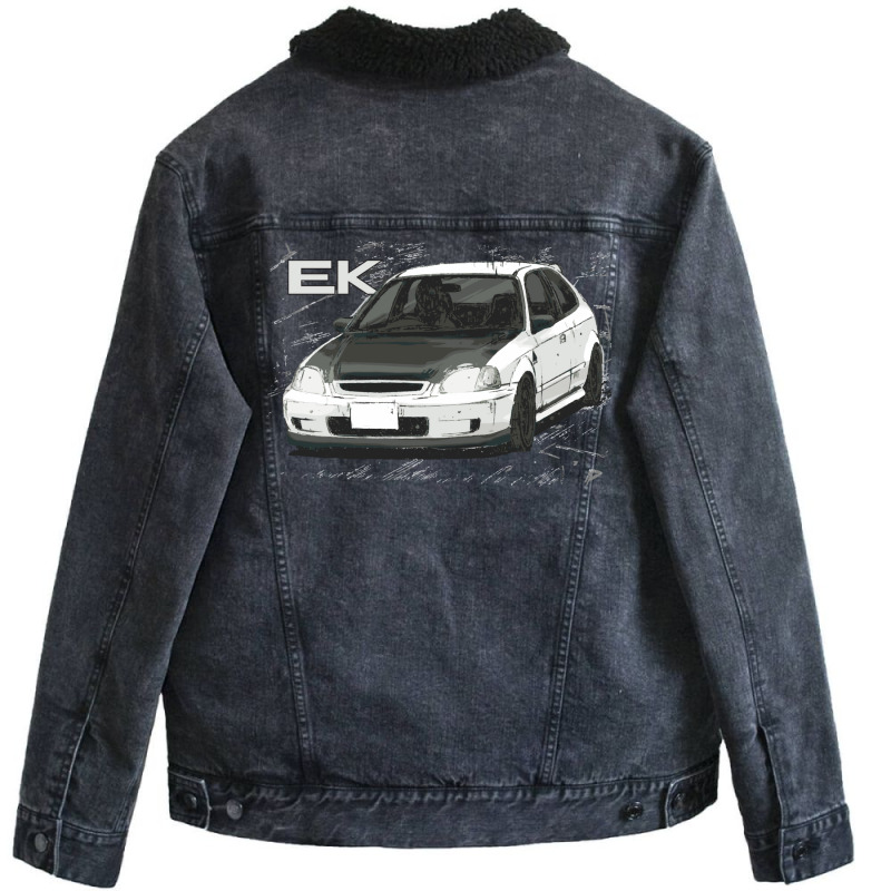 Initial D Anime Classic Jdm Spoon Ek Hatch Unisex Sherpa-lined Denim Jacket | Artistshot