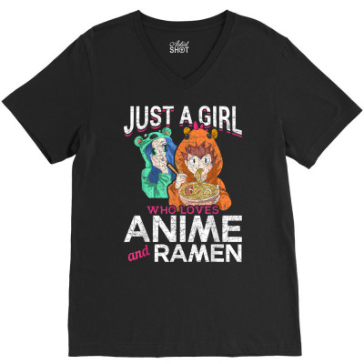 Asian Food Just A Girl Who Loves Anime And Ramen Anime V-neck Tee Designed By Roger K
