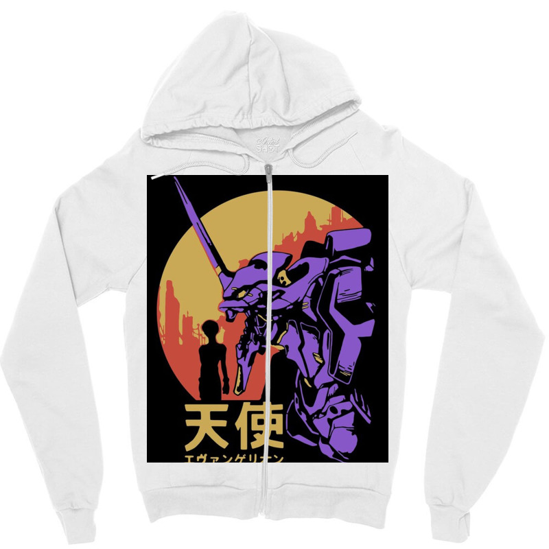 Neon Genesis Evangelion Retro Vintage Zipper Hoodie by constancelapointe | Artistshot