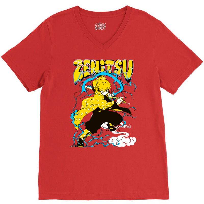 Thunder Boy Zeni Demon Killer V-Neck Tee by meqipirdasc | Artistshot