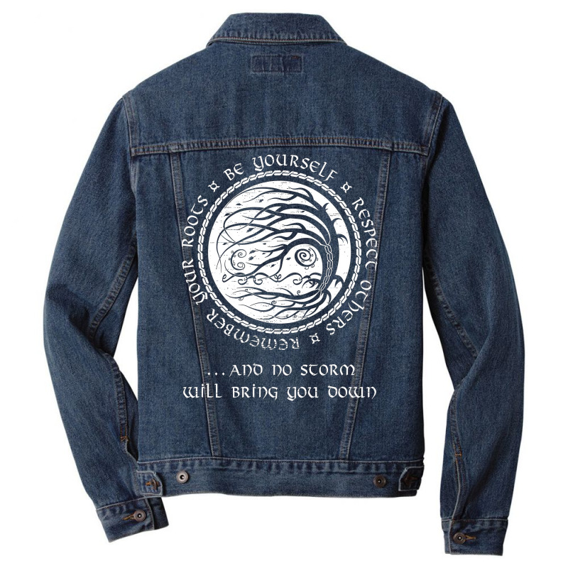 Viking Ree Celtic Art Attoo With Words Of Norse Wisdom Men Denim Jacket | Artistshot