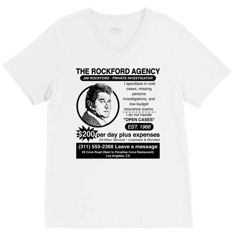 Jim Rockford Newspaper Ad V-Neck Tee by kebabbmkhabar | Artistshot