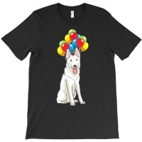 White Shepherd T  Shirt White Swiss Shepherd With Ballons Gift T  Shir T-shirt | Artistshot