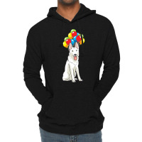 White Shepherd T  Shirt White Swiss Shepherd With Ballons Gift T  Shir Lightweight Hoodie | Artistshot