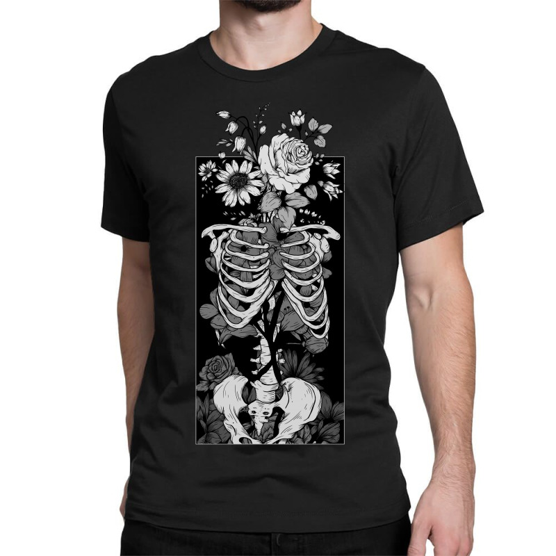 Gothic Flower And Bones Classic T-shirt by JessAdamsCreates | Artistshot